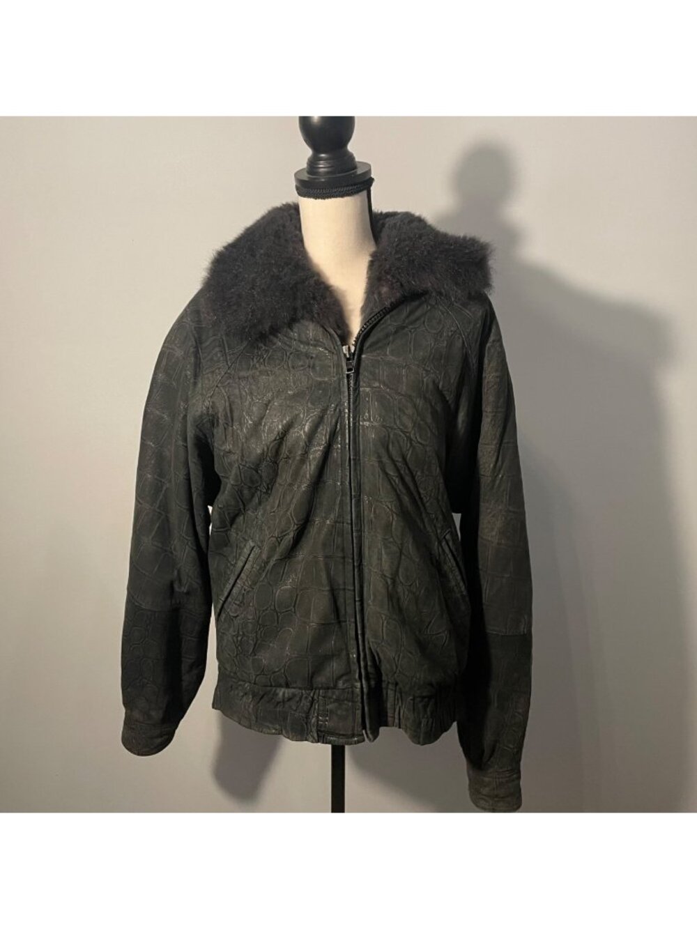 Andrew marc vintage leather reptile embossed jacket